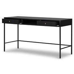 Sutton Industrial Loft Black Iron Bronze Hardware 2 Drawer Desk|