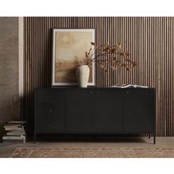 Sutton Industrial Loft Black Iron Bronze Hardware 3 Drawer Sideboard|