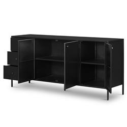 Sutton Industrial Loft Black Iron Bronze Hardware 3 Drawer Sideboard|