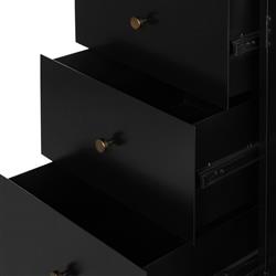 Sutton Industrial Loft Black Iron Bronze Hardware 3 Drawer Sideboard|