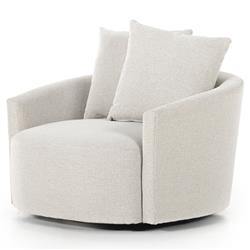 Louisa Modern Classic Off White Performance Swivel Barrel Chair|