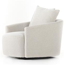 Louisa Modern Classic Off White Performance Swivel Barrel Chair|