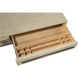 Milly Mid Century Modern Brown Oak Wood Gold Frame 2 Drawer Writing Desk|