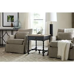 Czar French Country Distressed Brown Top Black Maple Wood Side End Table|