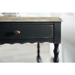 Czar French Country Distressed Brown Top Black Maple Wood Side End Table|