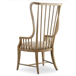 Daniel French Country Brown Wood Beige Upholstered Windsor Dining Arm Chair|