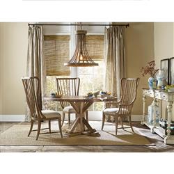 Daniel French Country Brown Wood Beige Upholstered Windsor Dining Arm Chair|