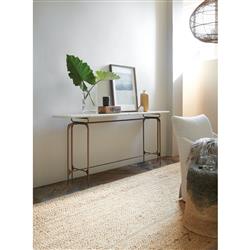 Myla Industrial Loft White Marble Top Brown Iron Frame Console Table|