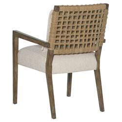Rumi Coastal Beach Cream Performance Brown Wood Frame Rope Dining Arm Chair|