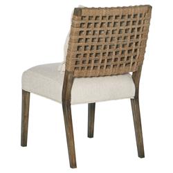 Rumi Coastal Beach Cream Performance Brown Wood Frame Rope Dining Side Chair|
