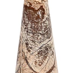 Lily Mid Century Modern Brown Wood Top Stone Pedestal Drink Table|