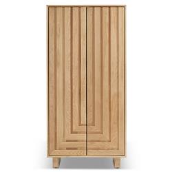 Emma Mid Century Modern Brown Oak Wood 2 Door Armoire|