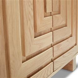 Emma Mid Century Modern Brown Oak Wood 2 Door Armoire|