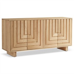 Emma Mid Century Modern Brown Oak Wood 4 Door Sideboard|