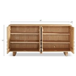 Emma Mid Century Modern Brown Oak Wood 4 Door Sideboard|