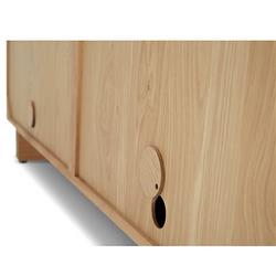 Emma Mid Century Modern Brown Oak Wood 4 Door Sideboard|