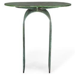 Evelyn Industrial Loft Green Steel Oval Accent Side End Table|