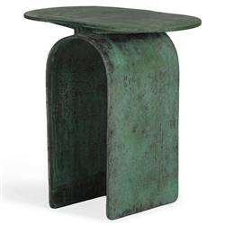 Evelyn Industrial Loft Green Steel Oval Accent Side End Table|