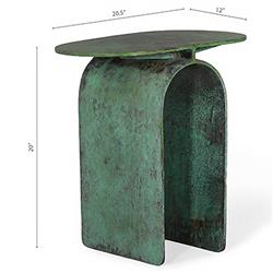 Evelyn Industrial Loft Green Steel Oval Accent Side End Table|