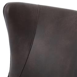 Paola Mid Century Vintage Dark Brown Leather Wood Wing Lounge Chair|