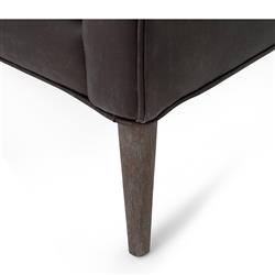 Paola Mid Century Vintage Dark Brown Leather Wood Wing Lounge Chair|