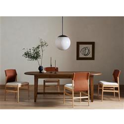 Nayden Rustic Lodge Brown Pine Wood Oval Trestle Dining Table - Small - 86.5"W|