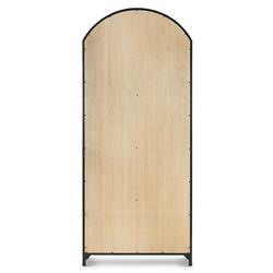 Stancil Industrial Brown Oak Wood Black Iron Clear Glass Door Arch Display Case|