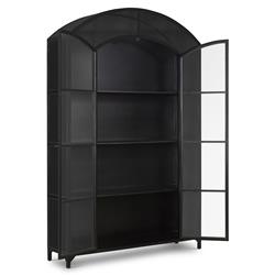 Stancil Industrial Matte Black Iron Frame Clear Glass Door Wide Arch Display Case|