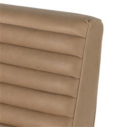 Amani Mid Century Nude Beige Leather Wood Frame Recliner Chair|