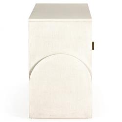 Maya Mid Century White Painted Linen Wood Frame 4 Door Media Cabinet - 72"W|