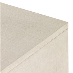 Maya Mid Century White Painted Linen Wood Frame 4 Door Media Cabinet - 72"W|