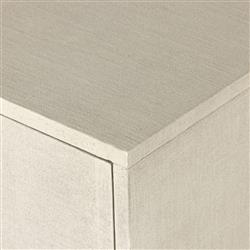 Maya Mid Century White Painted Linen Wood Frame 4 Door Media Cabinet - 72"W|