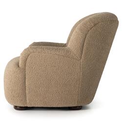 Kaden Modern Classic Brown Upholstered Boucle Wood Frame Wingback Arm Chair|