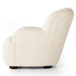 Kaden Modern Classic Cream Upholstered Boucle Brown Wood Wingback Arm Chair|