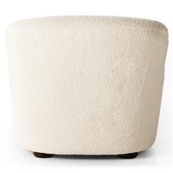 Kaden Modern Classic Cream Upholstered Boucle Brown Wood Wingback Arm Chair|
