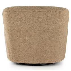 Kaden Modern Brown Upholstered Boucle Wood Frame Wingback Swivel Arm Chair|