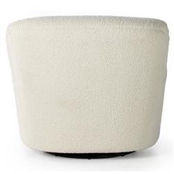 Kaden Modern Classic Cream Upholstered Boucle Brown Wood Wingback Swivel Arm Chair|