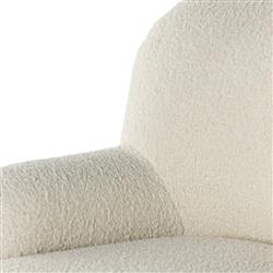 Kaden Modern Classic Cream Upholstered Boucle Brown Wood Wingback Swivel Arm Chair|