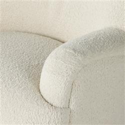 Kaden Modern Classic Cream Upholstered Boucle Brown Wood Wingback Swivel Arm Chair|