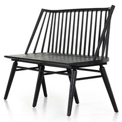 Lara Rustic Lodge Black Oak Wood Windsor Dining Bench|