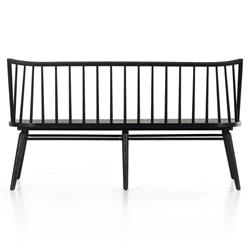 Lara Rustic Lodge Black Oak Wood Windsor Dining Bench|