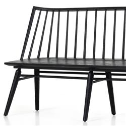 Lara Rustic Lodge Black Oak Wood Windsor Dining Bench|