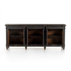 Marjorie French Country Black Pine Wood 3 Drawer 6 Door Sideboard|