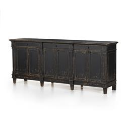 Marjorie French Country Black Pine Wood 3 Drawer 6 Door Sideboard|