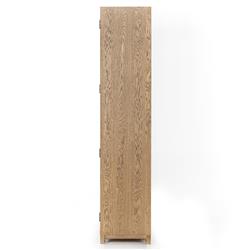 Clarence Rustic Lodge Brown Oak Wood 4 Glass Door 8 Shelf Double Display Case|