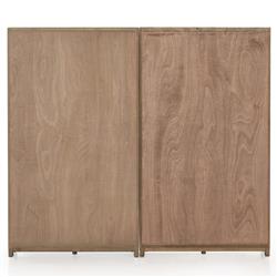 Clarence Rustic Lodge Brown Oak Wood 4 Glass Door 8 Shelf Double Display Case|