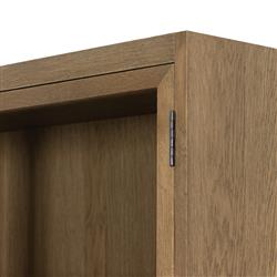 Clarence Rustic Lodge Brown Oak Wood 4 Glass Door 8 Shelf Double Display Case|