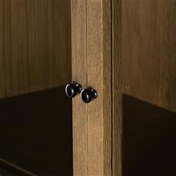 Clarence Rustic Lodge Brown Oak Wood 4 Glass Door 8 Shelf Double Display Case|