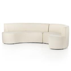 Sabrea Mid Century Modern White Performance Curved Dining Banquette|