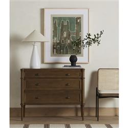 Tacorey Rustic Lodge Brown Solid Oak Wood 3 Drawer Bachelor Chest Dresser|